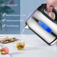 Mutoy Mutoy Wasserkocher Wasserkocher, Elektrischer Wasserkocher,mit LED-Anzeige,1,7l, 2000,00 W, Abschaltautomatik und Trockenkochschutz, fur Tee und Kaffee Чайник Mutoy, электрочайник, со светодиодным дисплеем, 1,7 л, 2000,00 Вт, автоматическое отключе