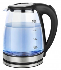 Cheffinger Cheffinger Wasserkocher Glas Edelstahl Wasserkocher 2000W mit LED-Beleuchtung Teekocher, 2.3 l, 2000 W  Чайник Cheffinger стеклянный чайник из нержавеющей стали 2000Вт со светодиодной подсветкой, заварочный чайник, 2,3 л, 2000 Вт