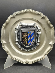 Тарелка декоративная винтажная "Герб города Вислох" / Серия "Геральдика", яркий декор, олово (95%), 23 см, Германия, 1970-80гг.
