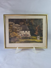 Картина винтажная в раме, типография Fritz Grandt&amp;Co Kunstverlag / Berlin, изображение домика Гете в 1828, 37,5 x 29,5 см, Германия, 1960-1970гг.