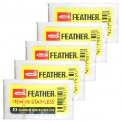 FEATHER Rasierklingen 5 x 10er Pack  Лезвия для бритвы 5 x 10 шт.