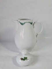 Чайник винтажный Furstenburg Seit / 1747 с зеленым растительным декором, фарфор, 22.5 см, Германия, 1970-80гг.