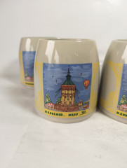 Немецкие пивные кружки винтажные Eichbaum Ureich "Мангеймерская ярмарка'92", растал, керамика, 4 шт., 0.5 л, 14 см, 1992 год.