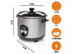 Tristar Tristar Reiskocher Tristar RK-6127 Reiskocher Edelstahl, 500 W  Рисоварка Tristar Рисоварка Tristar RK-6127 нержавеющая сталь, 500 Вт