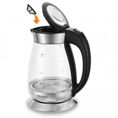 Deuba Deuba Wasserkocher, 1.7 l, 2200 W, LED Kabellos Glas Edelstahl Kuche Teekocher Kalkfilter BPA Frei  Чайник Deuba, 1,7 л, 2200 Вт, светодиодный, беспроводной, стекло, кухонный чайник из нержавеющей стали, фильтр от накипи, без BPA